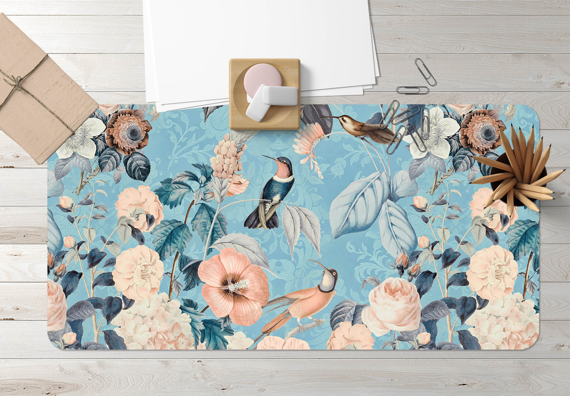 3D Simple Blue Leaves 5223 Andrea Haase Desk Mat