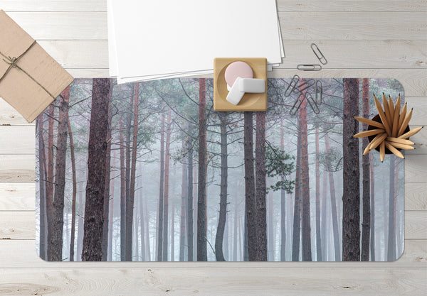 3D Snow Trees 12427 Assaf Frank Desk Mat