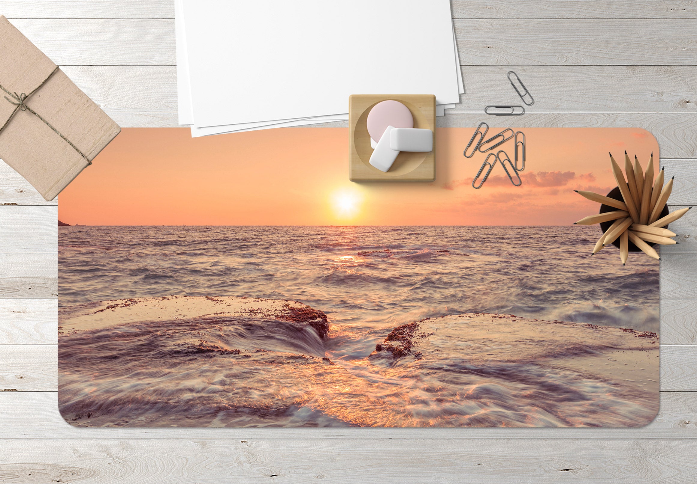 3D Sunset Spray 12422 Assaf Frank Desk Mat