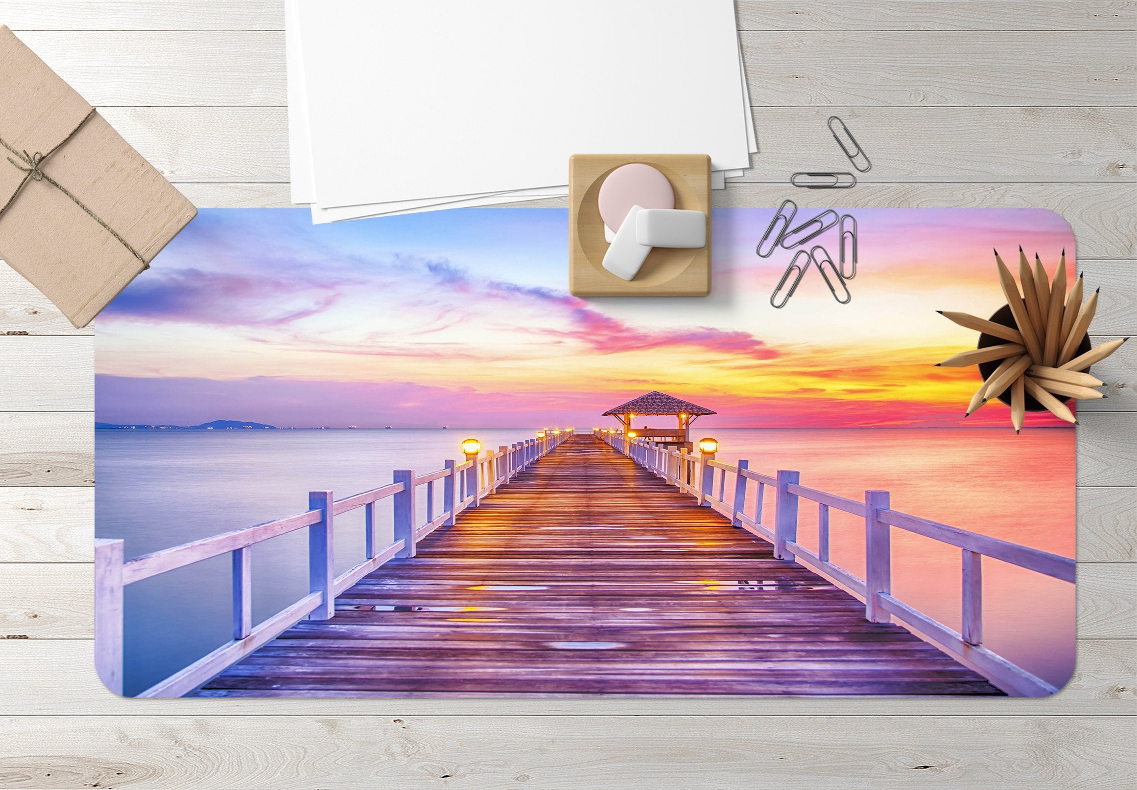 3D Sunset Trail 129 Desk Mat Mat AJ Creativity Home