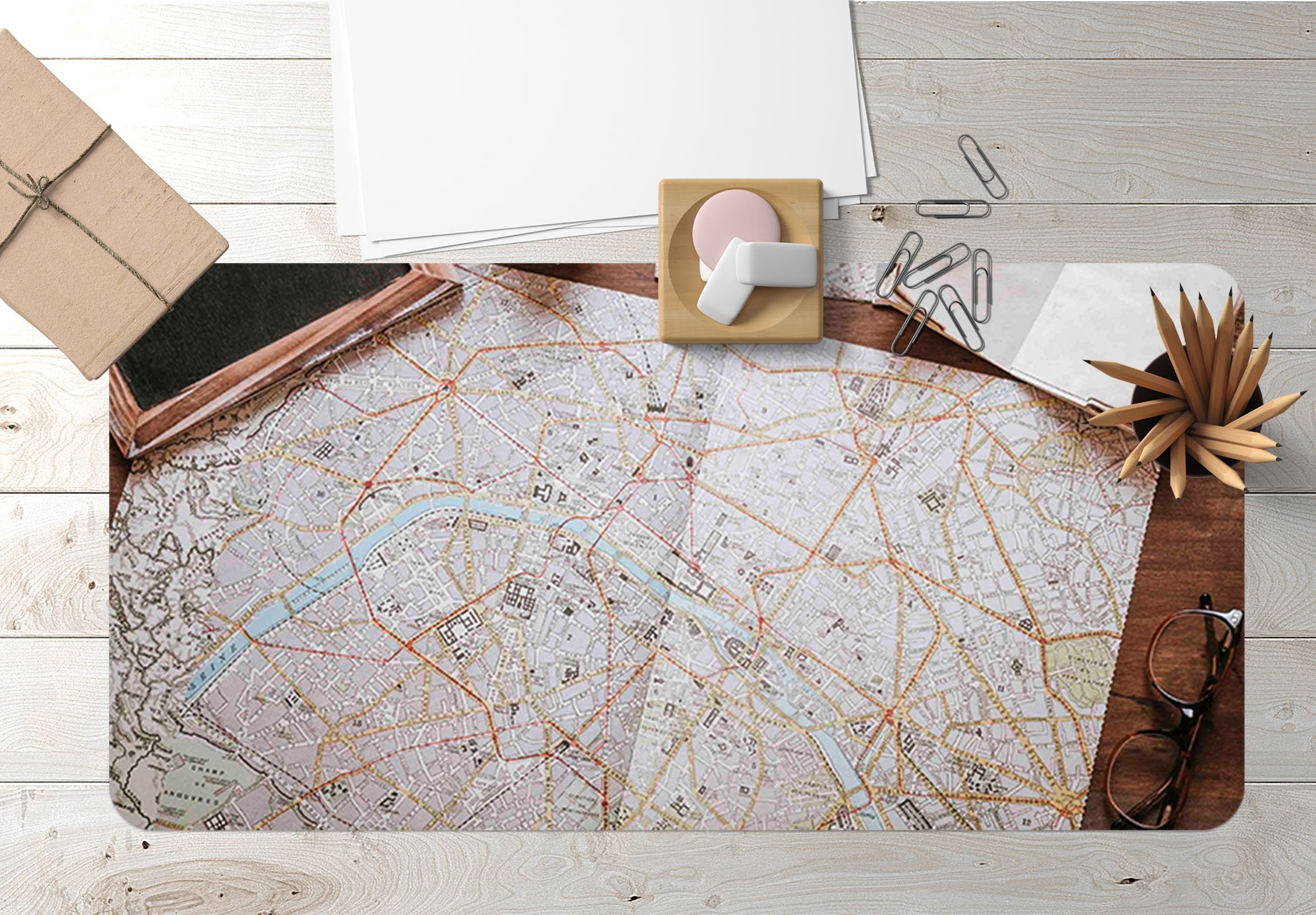 3D Map Glasses 050 Desk Mat Mat AJ Creativity Home