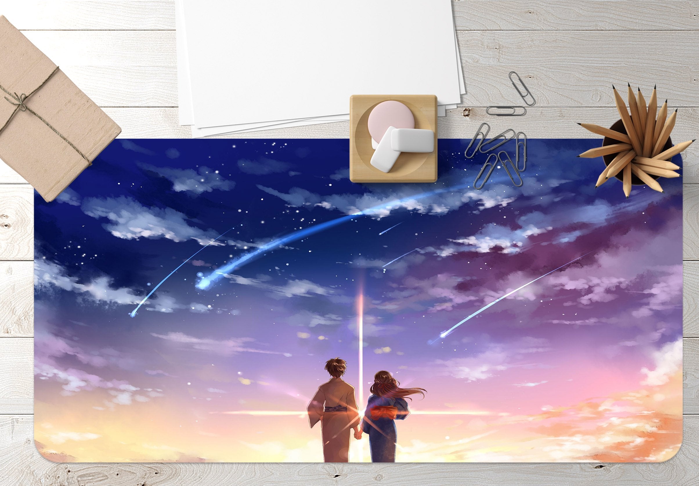 3D Couple Meteors 101 Desk Mat Mat AJ Creativity Home