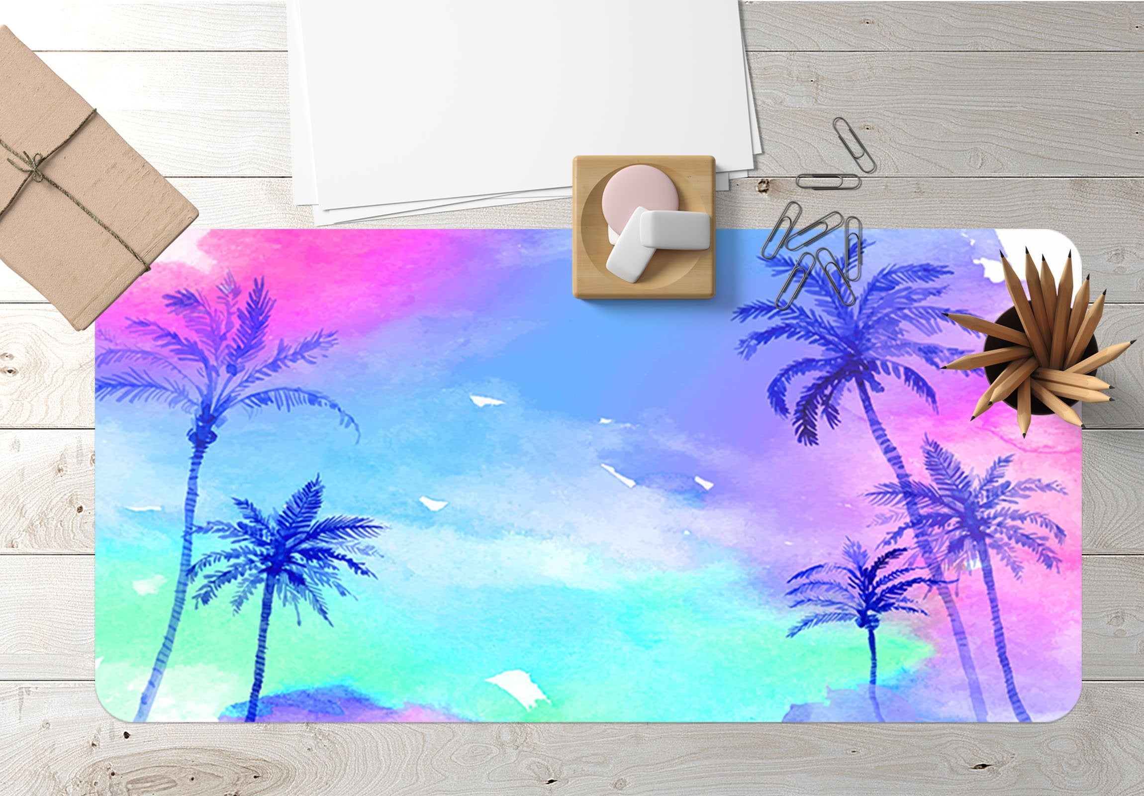 3D Coconut Sunset 077 Desk Mat Mat AJ Creativity Home