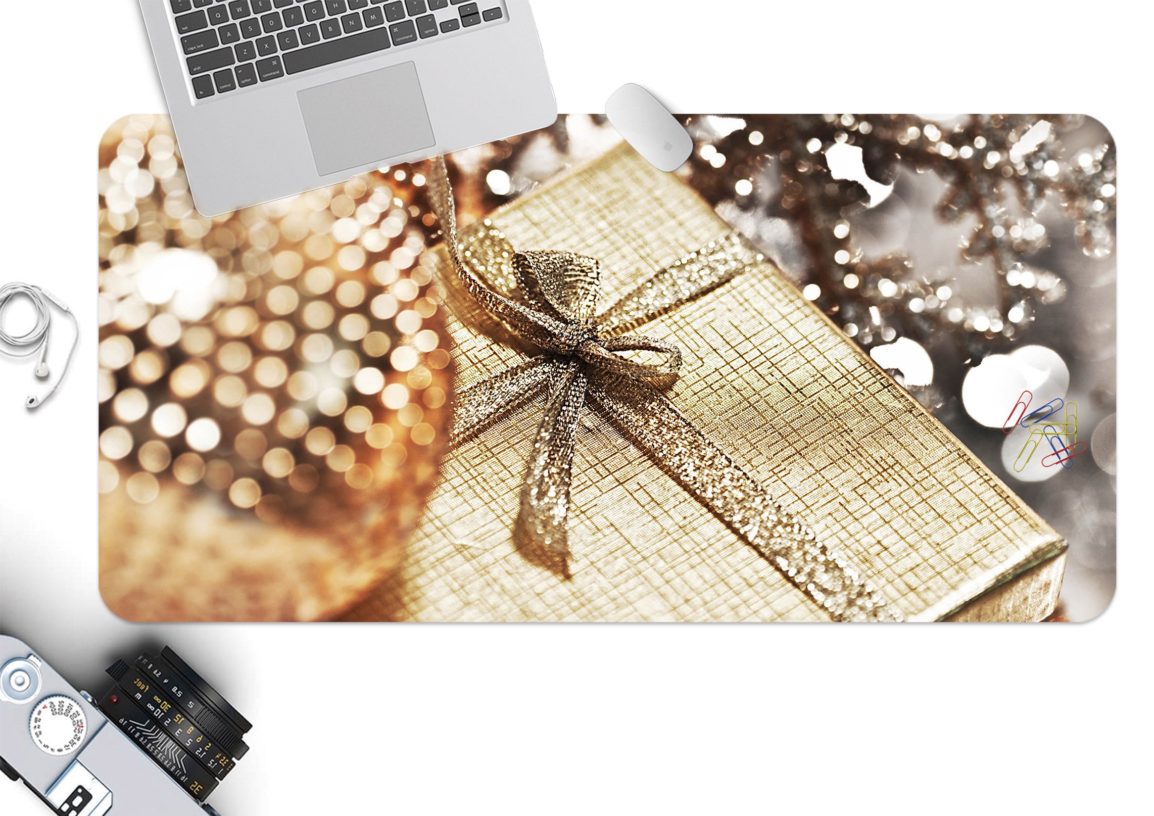 3D Golden Ball Gift Box 53157 Christmas Desk Mat Xmas