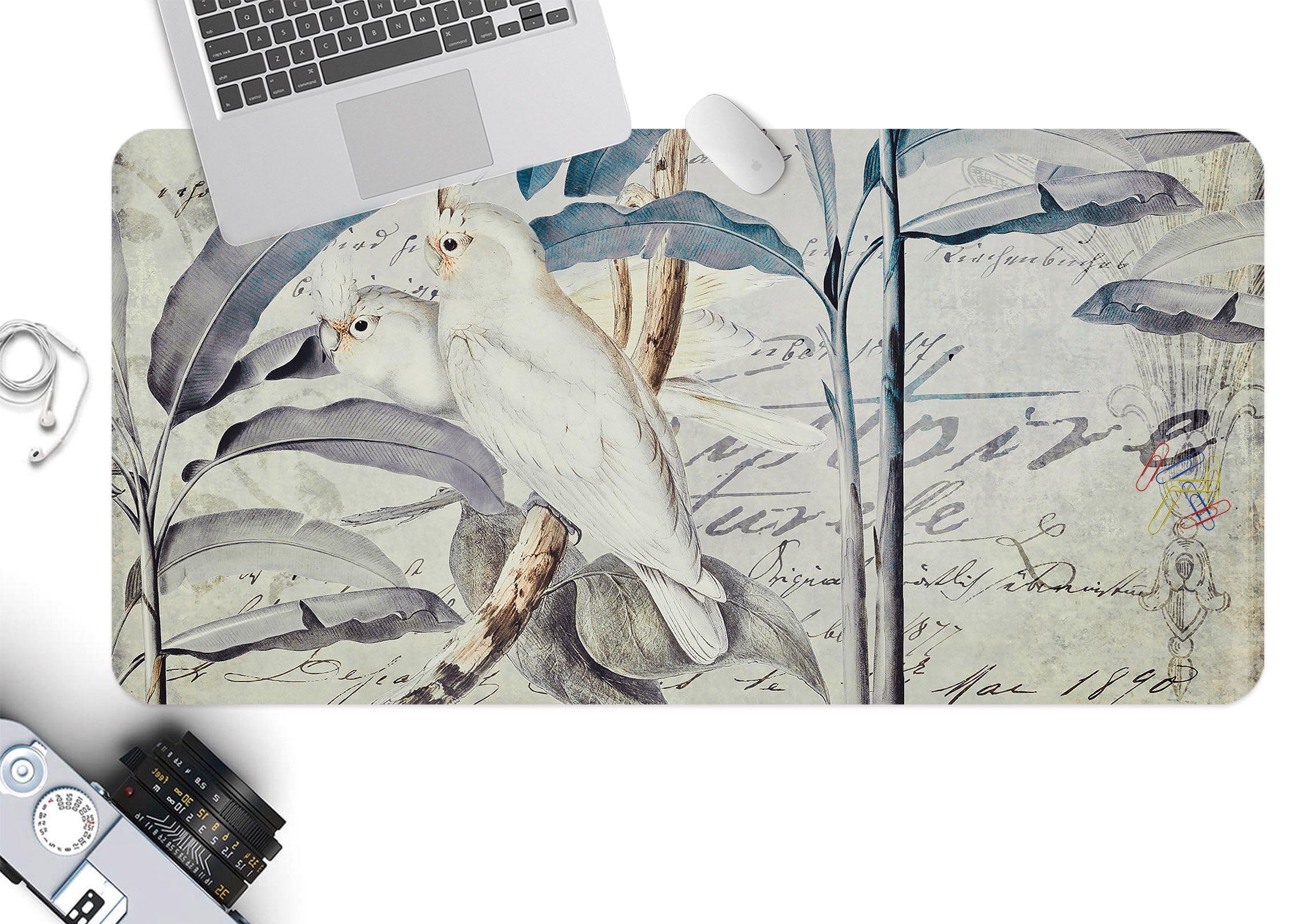 3D Bird Leaves 5232 Andrea Haase Desk Mat