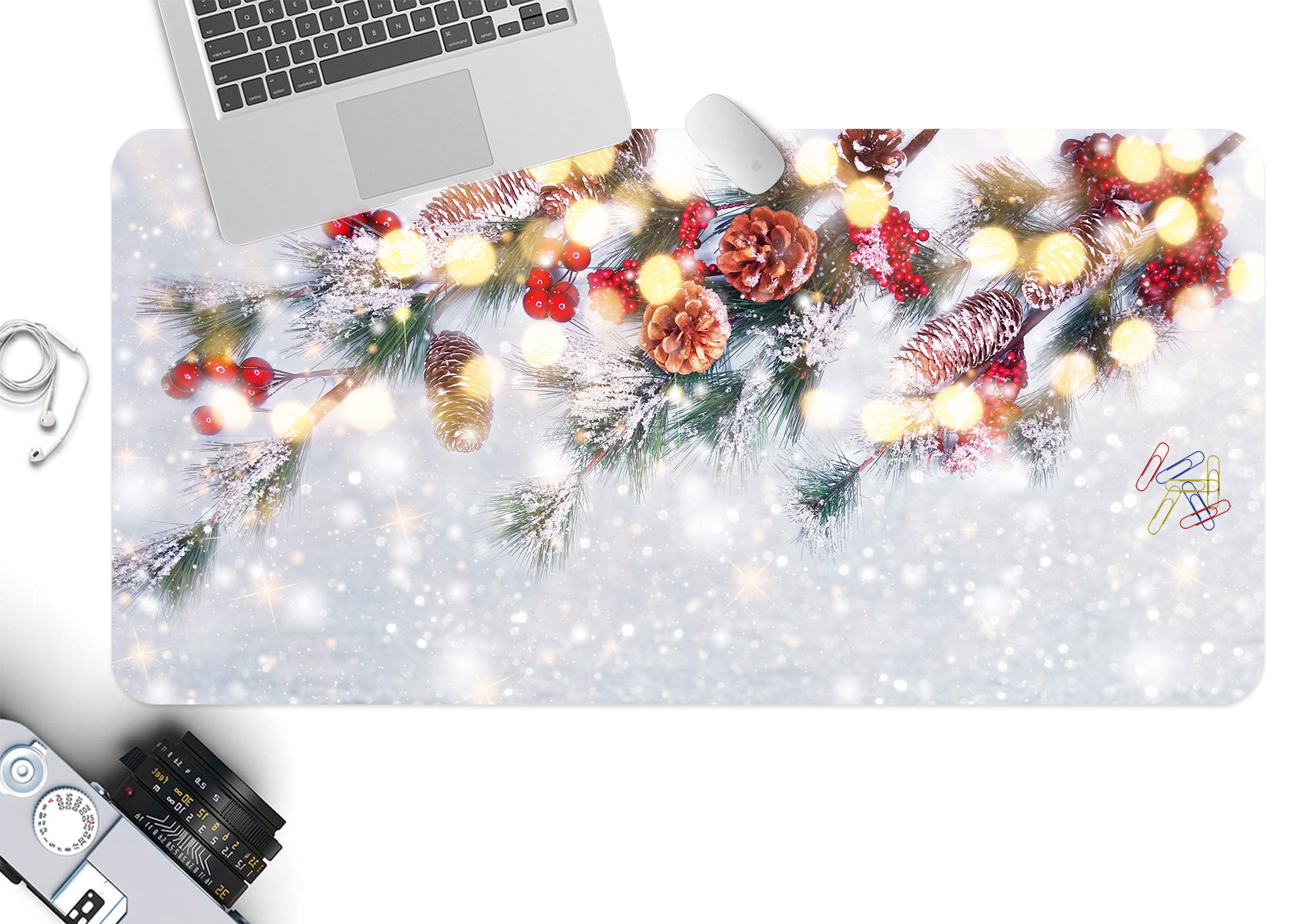 3D Snow Branches 53252 Christmas Desk Mat Xmas