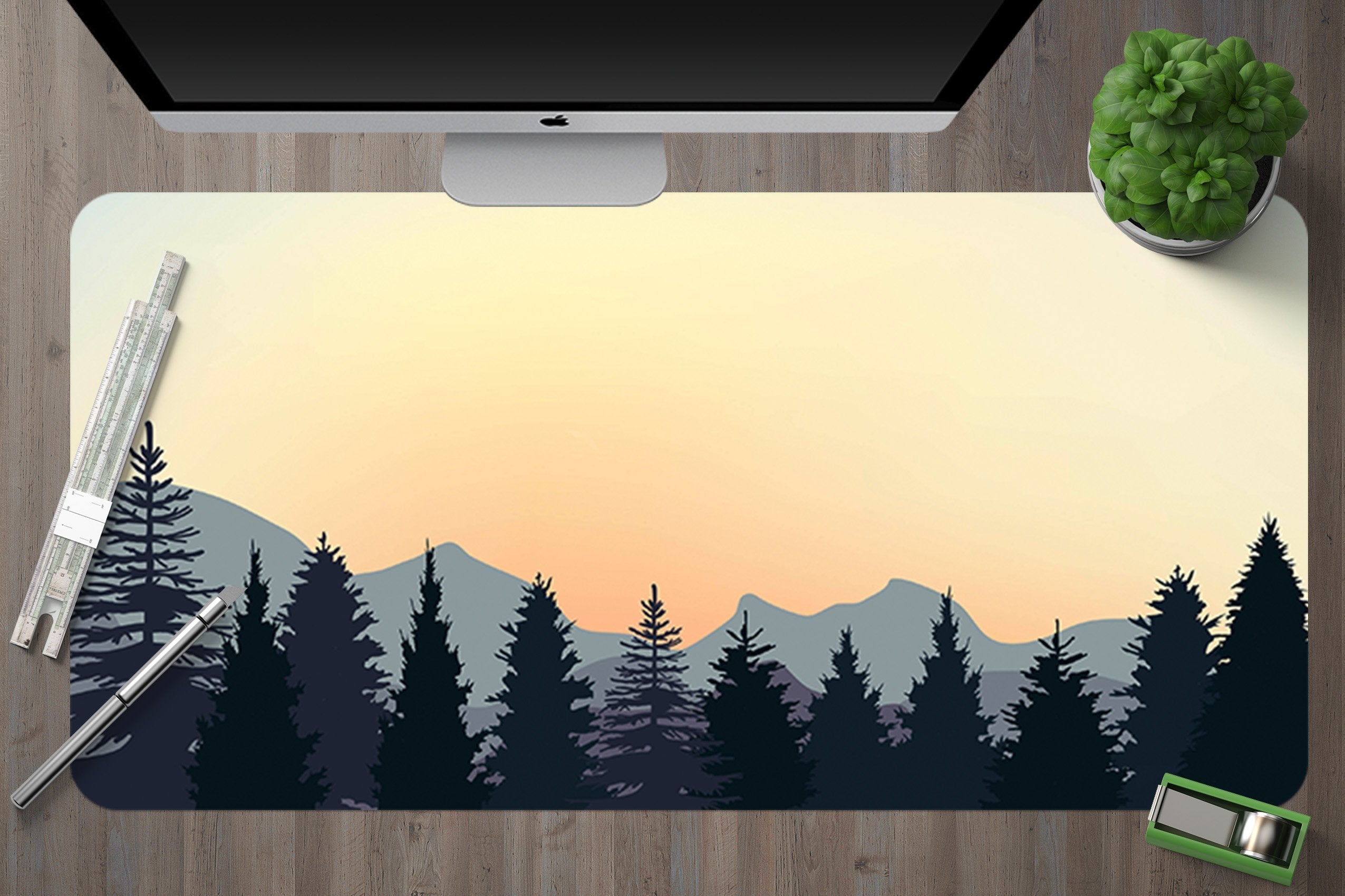 3D Forest Mountain 081 Desk Mat Mat AJ Creativity Home