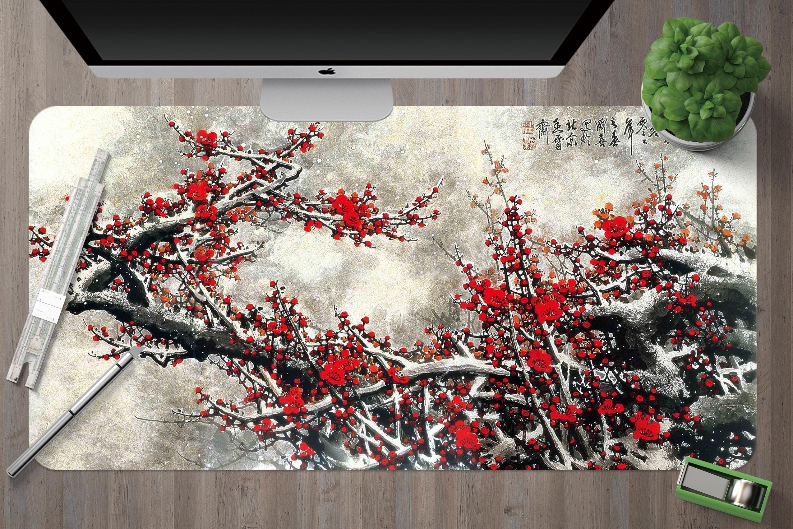 3D Plum Blossom 168 Desk Mat Mat AJ Creativity Home