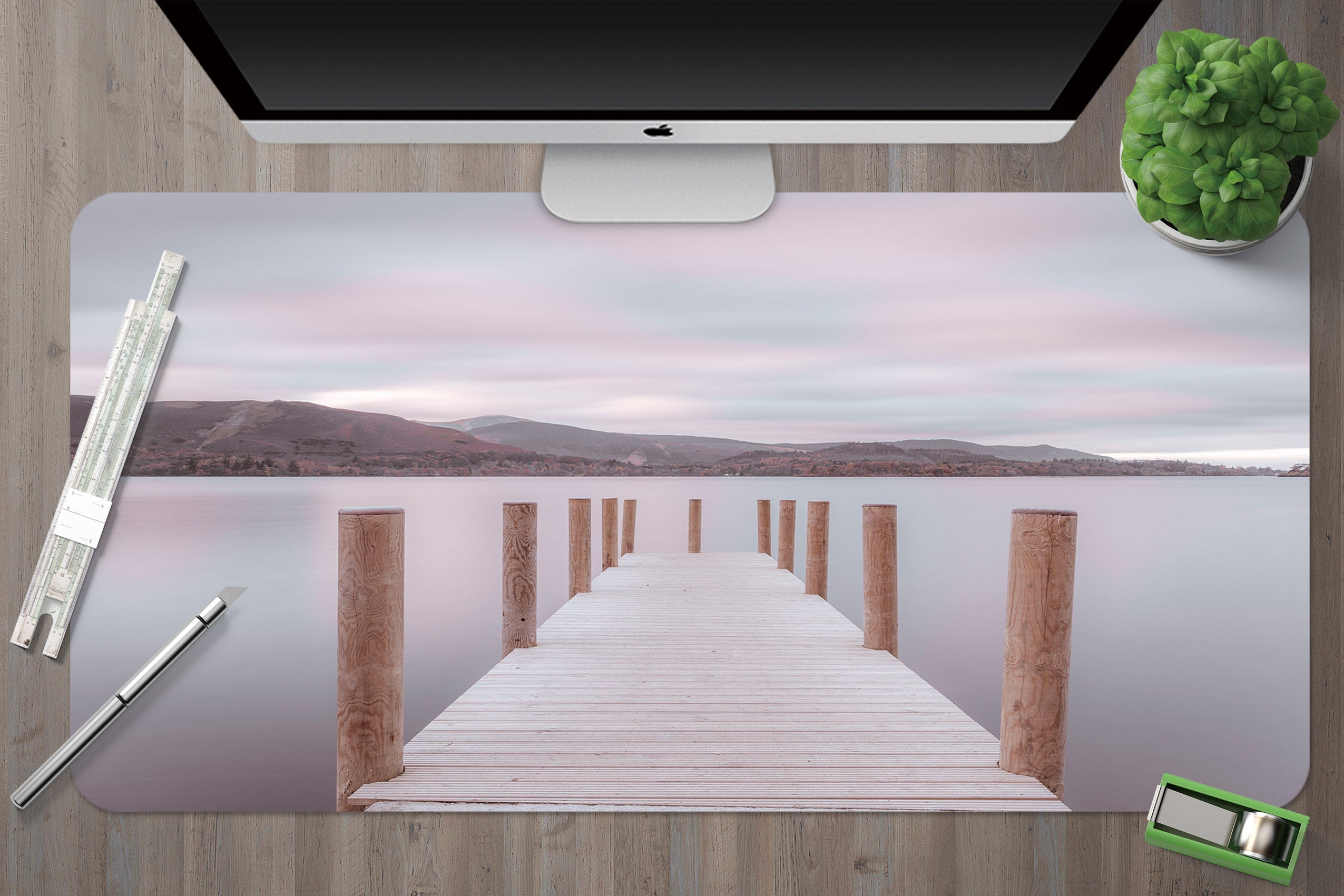 3D Wooden Bridge Landscape 12446 Assaf Frank Desk Mat