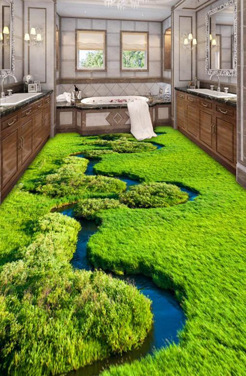 3D Prairie Winding River Floor Mural Wallpaper AJ Wallpaper 2