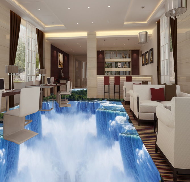3D Beautiful Waterfall 383 Floor Mural Wallpaper Murals Rug & Mat Print Epoxy waterproof bath floor