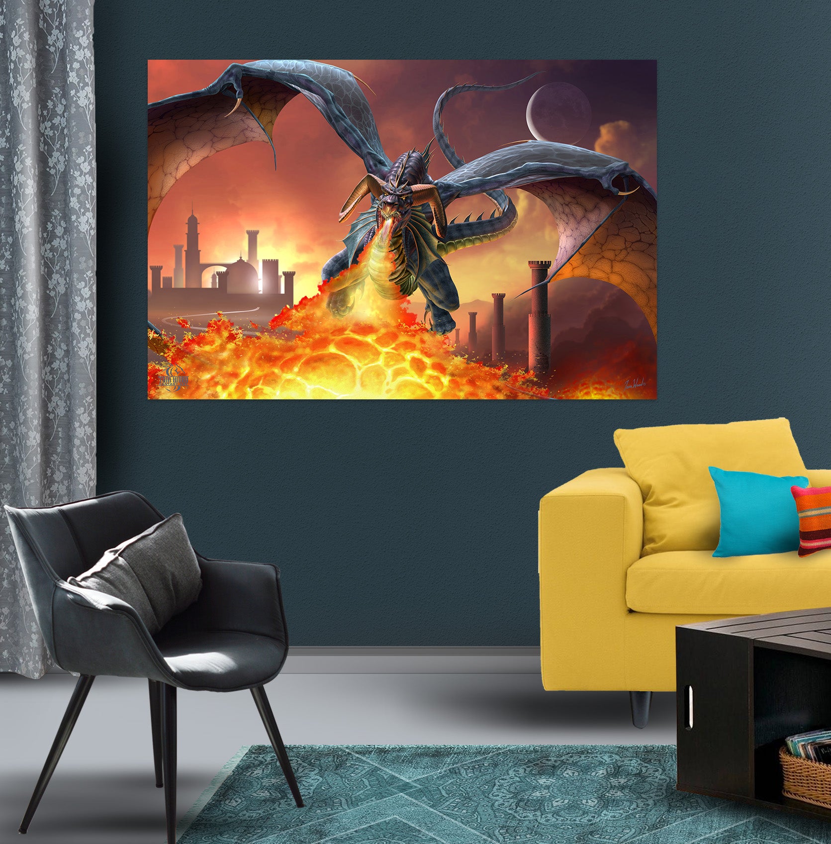 3D Flame Dragon 5101 Tom Wood Wall Sticker
