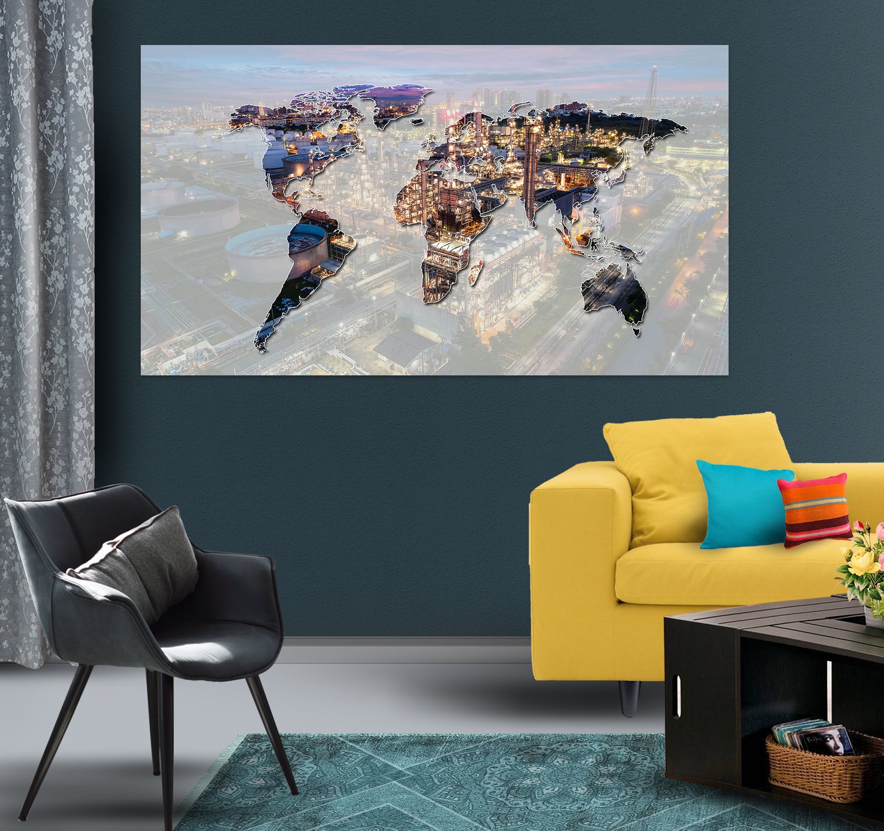 3D Color Pattern 249 World Map Wall Sticker