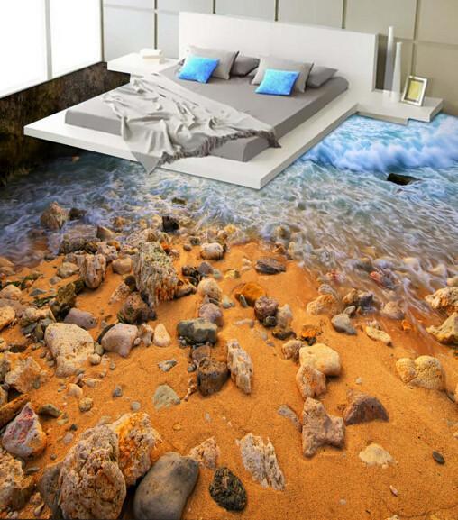 3D Beach Stones Floor Mural Wallpaper AJ Wallpaper 2