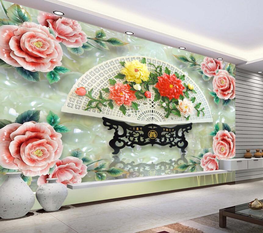 3D Fan Shaped Flower Wallpaper AJ Wallpaper 1