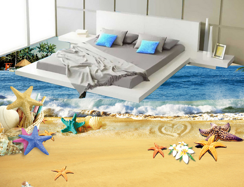 3D Beautiful Beach 600 Floor Mural Wallpaper Murals Rug & Mat Print Epoxy waterproof bath floor