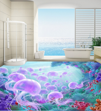 3D Jellyfish Group 346 Floor Mural Wallpaper AJ Wallpaper 2