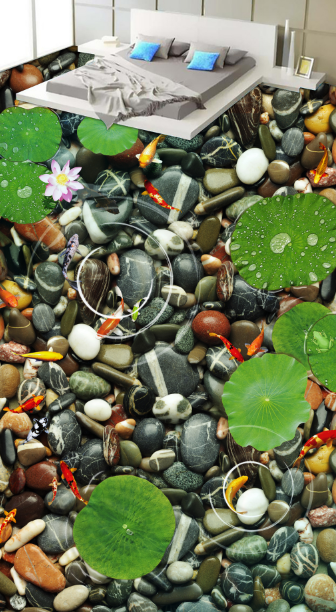 3D Lotus Leaf 089 Floor Mural Wallpaper AJ Wallpaper 2