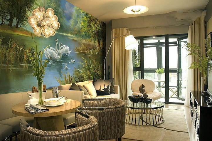 Swans River Painting Wallpaper AJ Wallpaper