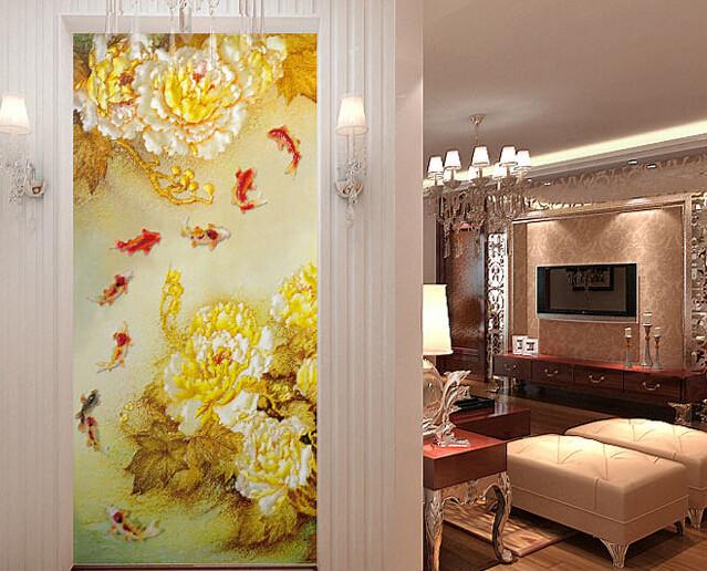 Goldfish Peonies Wallpaper AJ Wallpaper