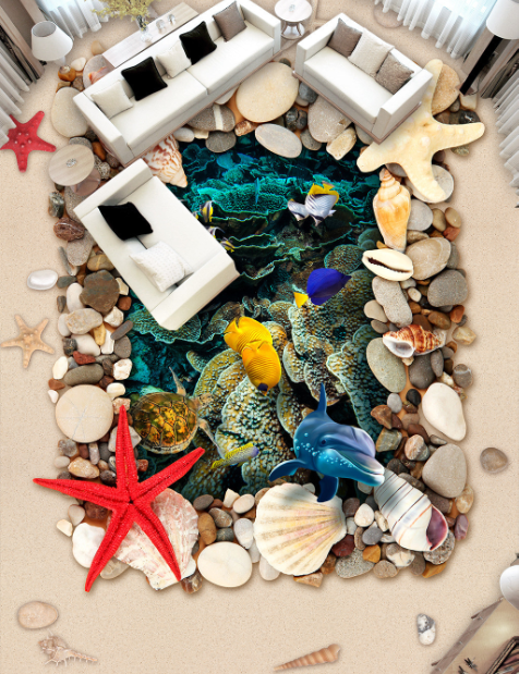 3D Underwater World 301 Floor Mural Wallpaper Murals Rug & Mat Print Epoxy waterproof bath floor