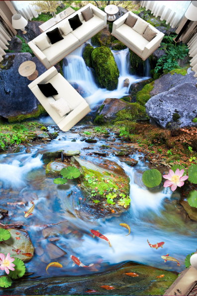 3D Waterfall 109 Floor Mural Wallpaper AJ Wallpaper 2