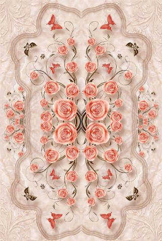 3D Flowers And Butterflies Floor Mural Wallpaper AJ Wallpaper 2