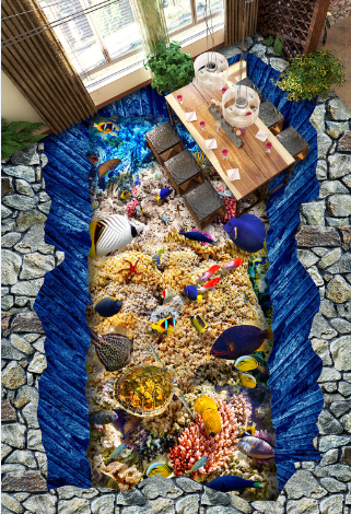 3D Colorful Seabed Floor Mural Wallpaper AJ Wallpaper 2