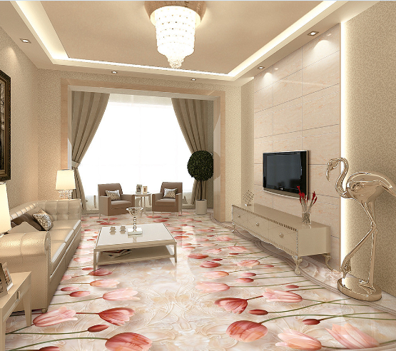 3D Tulips Floor Mural Wallpaper AJ Wallpaper 2