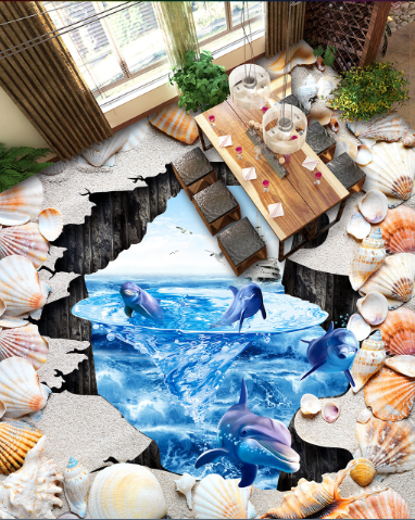 3D Jump Out Of The Sea 285 Floor Mural Wallpaper Murals Rug & Mat Print Epoxy waterproof bath floor