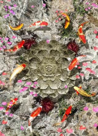 3D Metal Lotus Floor Mural Wallpaper AJ Wallpaper 2