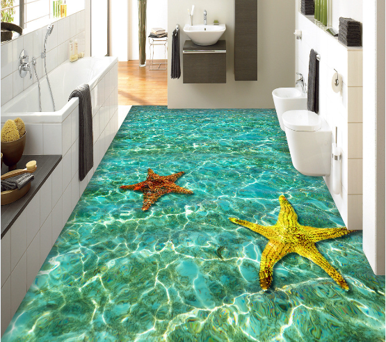 3D Two Starfish 281 Floor Mural Wallpaper Murals Rug & Mat Print Epoxy waterproof bath floor