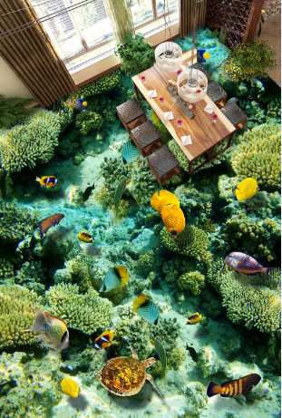 3D Green Sea Bottom Floor Mural Wallpaper AJ Wallpaper 2
