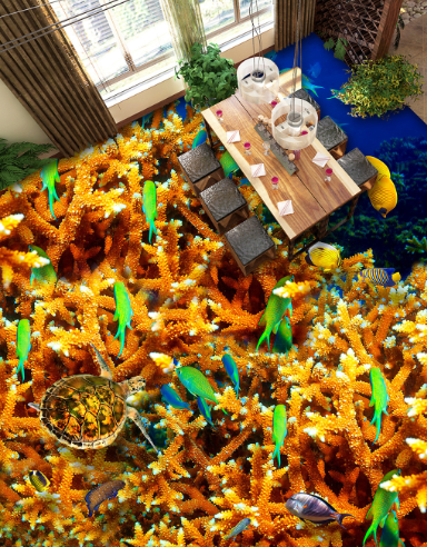 3D Orange Corals Floor Mural Wallpaper AJ Wallpaper 2