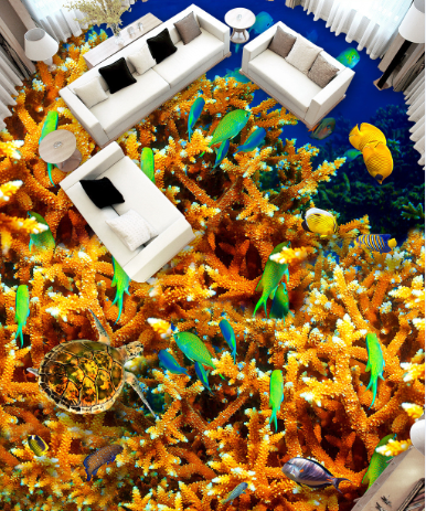 3D Green Fish 274 Floor Mural Wallpaper Murals Rug & Mat Print Epoxy waterproof bath floor