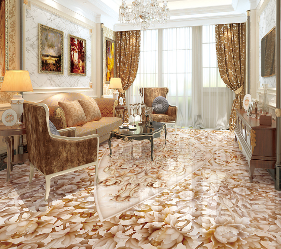 3D Peony Pattern Floor Mural Wallpaper AJ Wallpaper 2