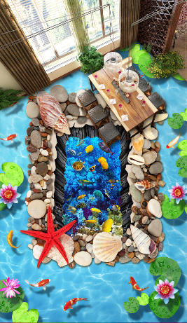 3D Pond Ocean Floor Mural Wallpaper AJ Wallpaper 2