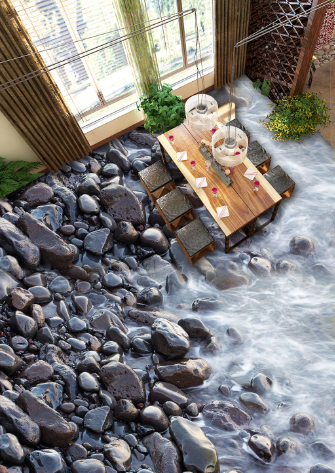 3D Stream Pebbles Floor Mural Wallpaper AJ Wallpaper 2