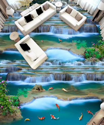3D Flowing Lakes Floor Mural Wallpaper AJ Wallpaper 2