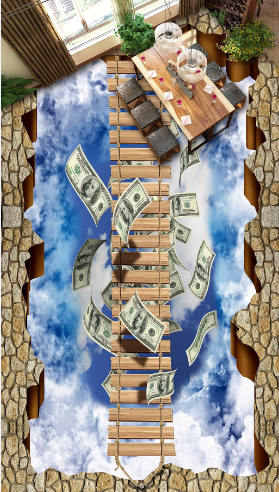 3D Sky Money Bridge Floor Mural Wallpaper AJ Wallpaper 2