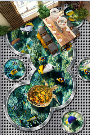 3D Fish Turtle 254 Floor Mural Wallpaper Murals Rug & Mat Print Epoxy waterproof bath floor