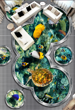 3D Various Color Fishes Floor Mural Wallpaper AJ Wallpaper 2