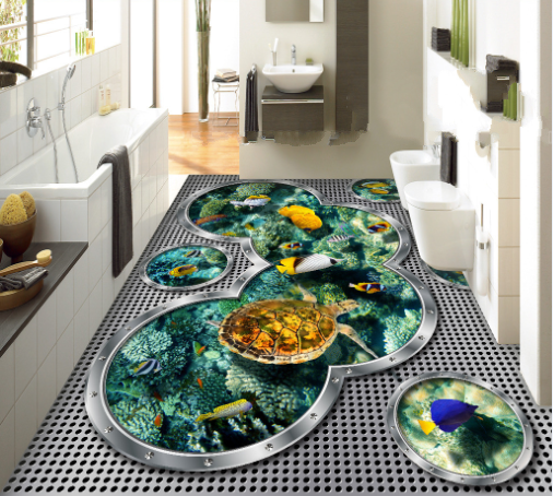 3D Fish Turtle 254 Floor Mural Wallpaper Murals Rug & Mat Print Epoxy waterproof bath floor