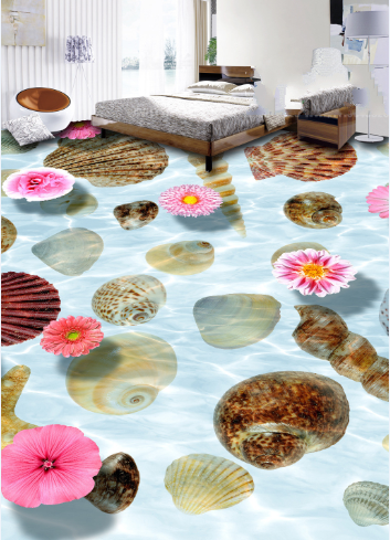 3D Shell Flowers 249 Floor Mural Wallpaper Murals Rug & Mat Print Epoxy waterproof bath floor