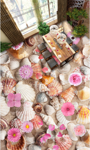 3D Shell Flowers 245 Floor Mural Wallpaper Murals Rug & Mat Print Epoxy waterproof bath floor