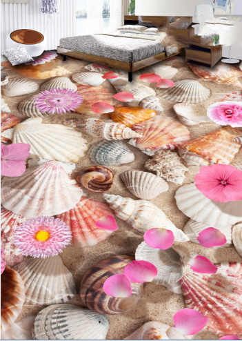 3D Conch Shells Floor Mural Wallpaper AJ Wallpaper 2