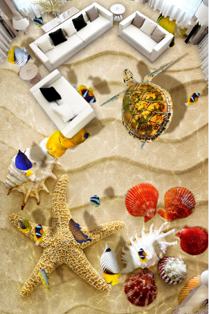3D Lovely Beach Floor Mural Wallpaper AJ Wallpaper 2