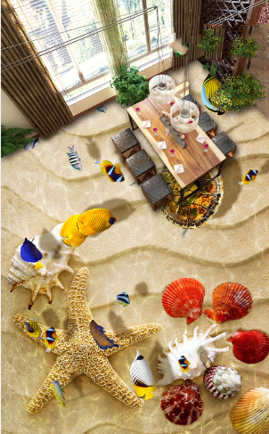 3D Lovely Beach Floor Mural Wallpaper AJ Wallpaper 2
