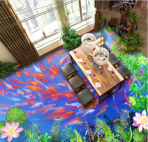 3D Koi Pond 236 Floor Mural Wallpaper Murals Rug & Mat Print Epoxy waterproof bath floor