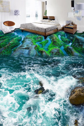 3D Mountains Stream Floor Mural Wallpaper AJ Wallpaper 2